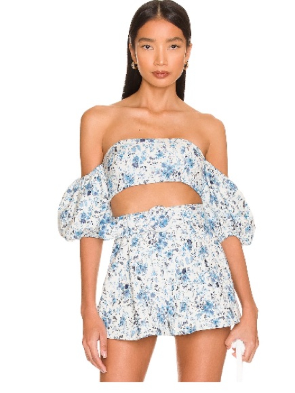 MAJORELLE Blue and White Floral Skirt